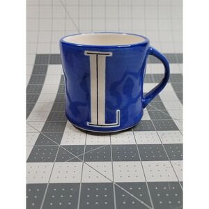 Anthropologie Colorway Monogram "L" 14oz Mug Cup Blue White Alphabet Letter